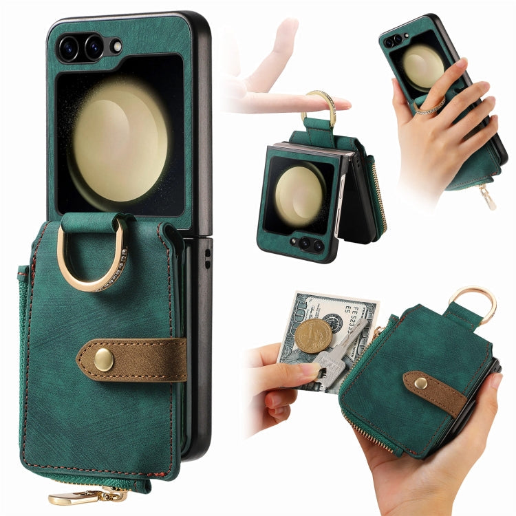 Galaxy Z Flip 6 Retro Ring Vertical Zipper Wallet Case