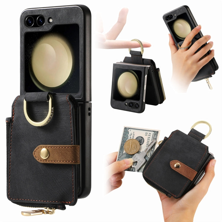 Galaxy Z Flip 6 Retro Ring Vertical Zipper Wallet Case