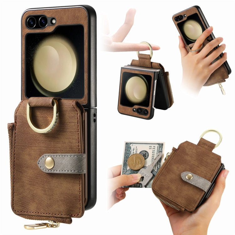Galaxy Z Flip 6 Retro Ring Vertical Zipper Wallet Case