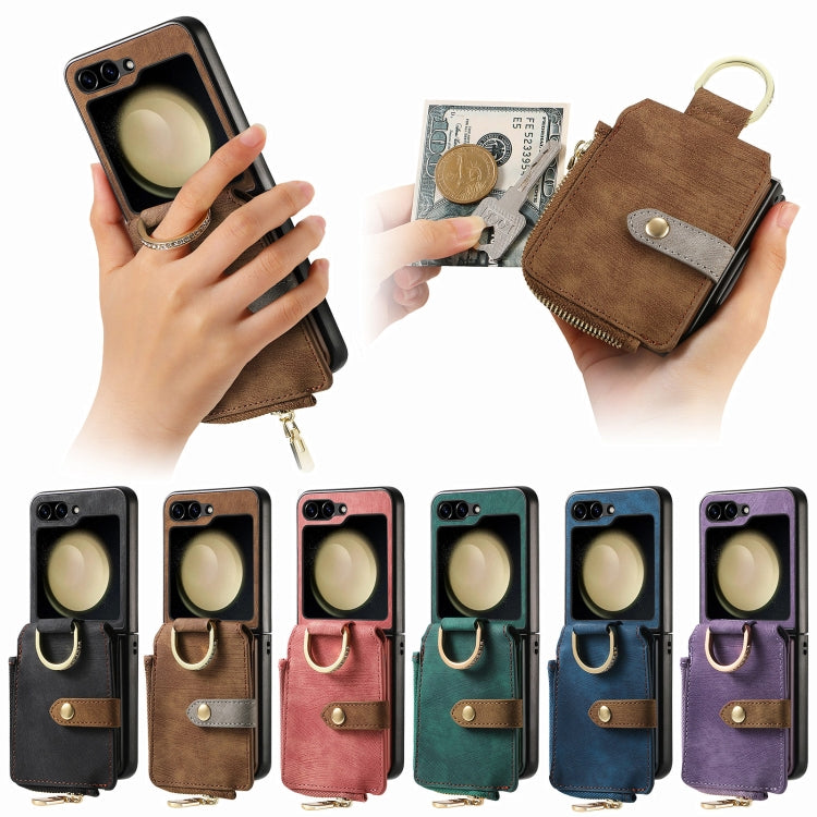 Galaxy Z Flip 6 Retro Ring Vertical Zipper Wallet Case