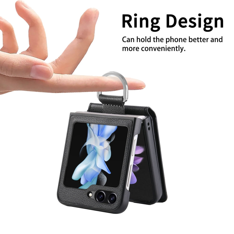 Galaxy Z Flip 5 Litchi Wallet Ring Case
