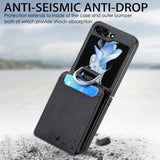 Galaxy Z Flip 5 Litchi Wallet Ring Case