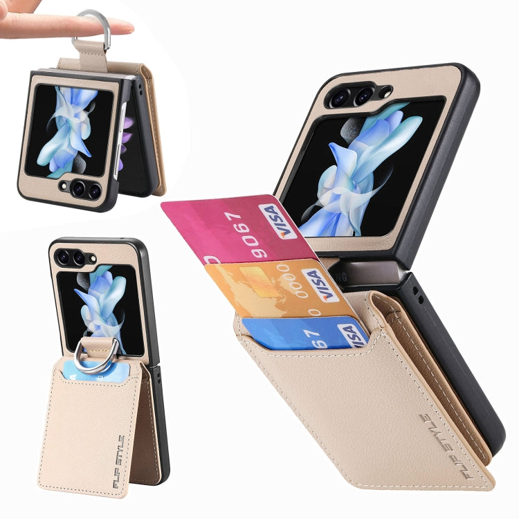 Galaxy Z Flip 8 Litchi Wallet Ring Case