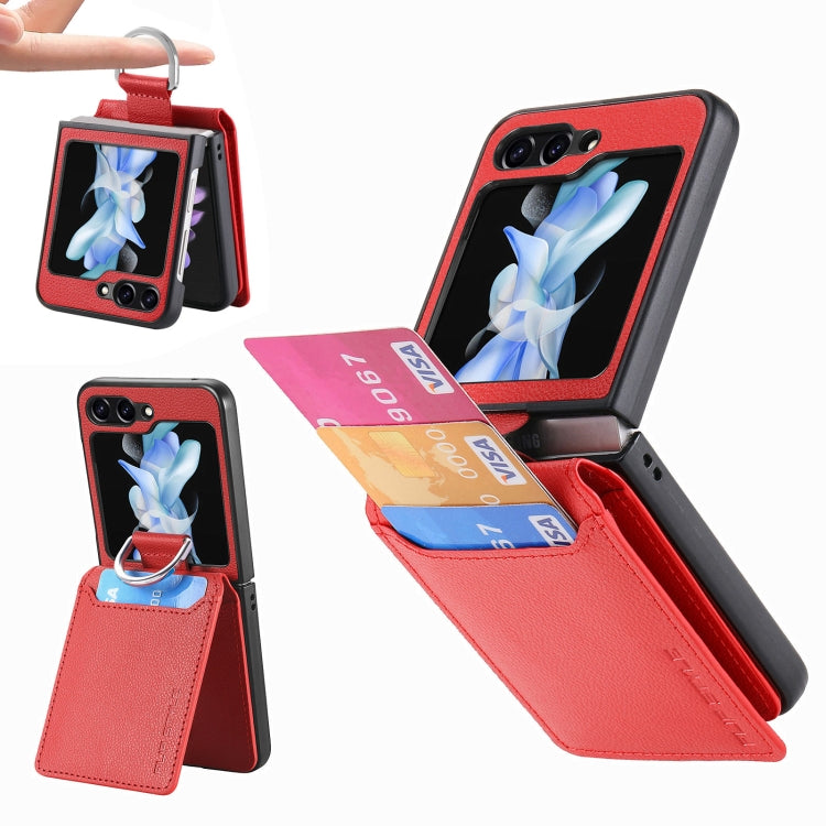 Galaxy Z Flip 8 Litchi Wallet Ring Case