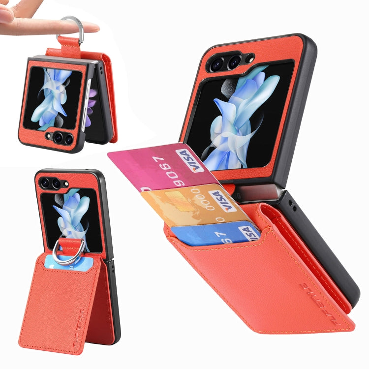 Galaxy Z Flip 5 Litchi Wallet Ring Case