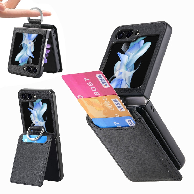 Galaxy Z Flip 6 Litchi Wallet Ring Case