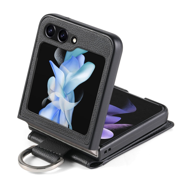Galaxy Z Flip 6 Litchi Wallet Ring Case