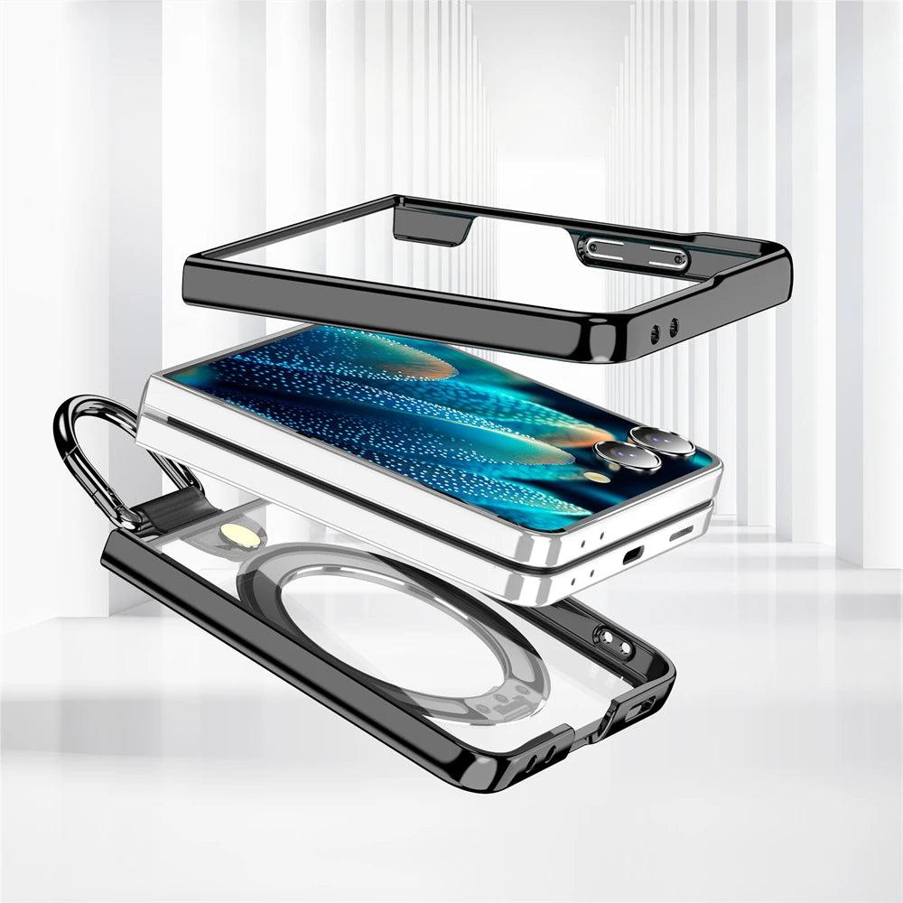 Galaxy Z Flip 7 Magnetic Ring Kickstand Mirror Case