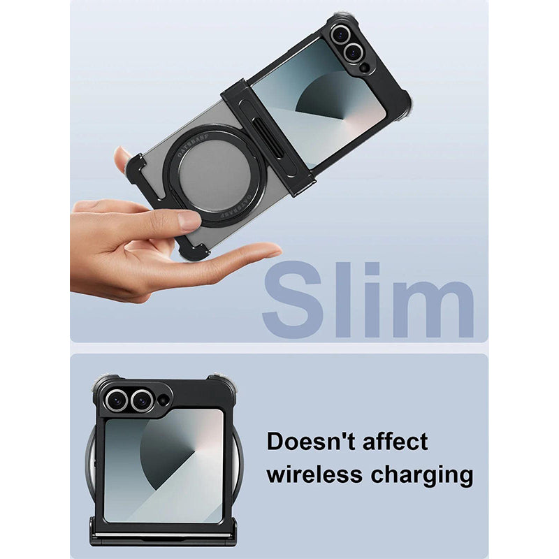 Galaxy Z Flip 7 Rugged Armor Ring-Kickstand Case