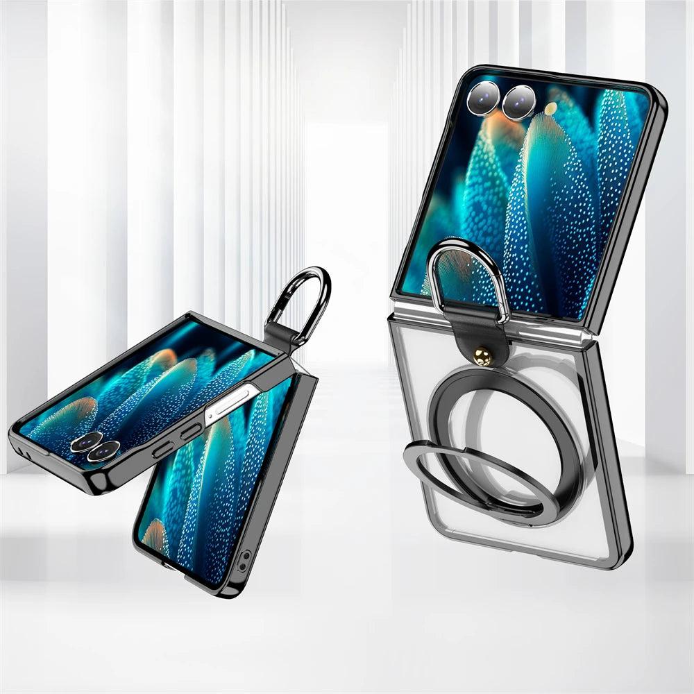 Galaxy Z Flip 7 Magnetic Ring Kickstand Mirror Case