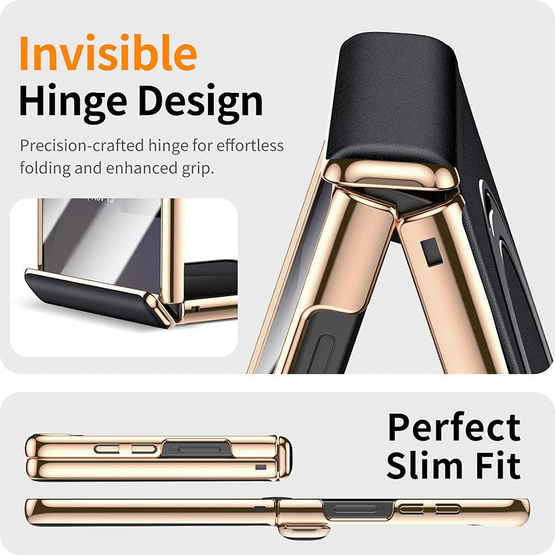 Galaxy Z Flip 7 Luxury MagSafe Leather Hinge Case