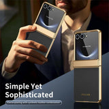 Galaxy Z Flip 8 Luxury Leather Electroplated Hinge Case