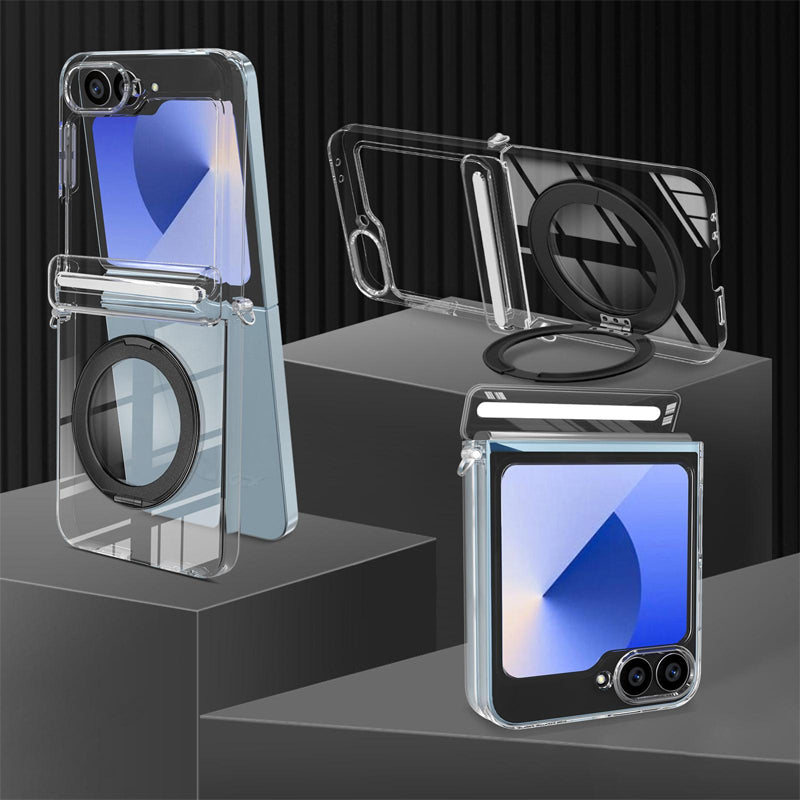 Galaxy Z Flip 7 Transparent Ring Kickstand Case