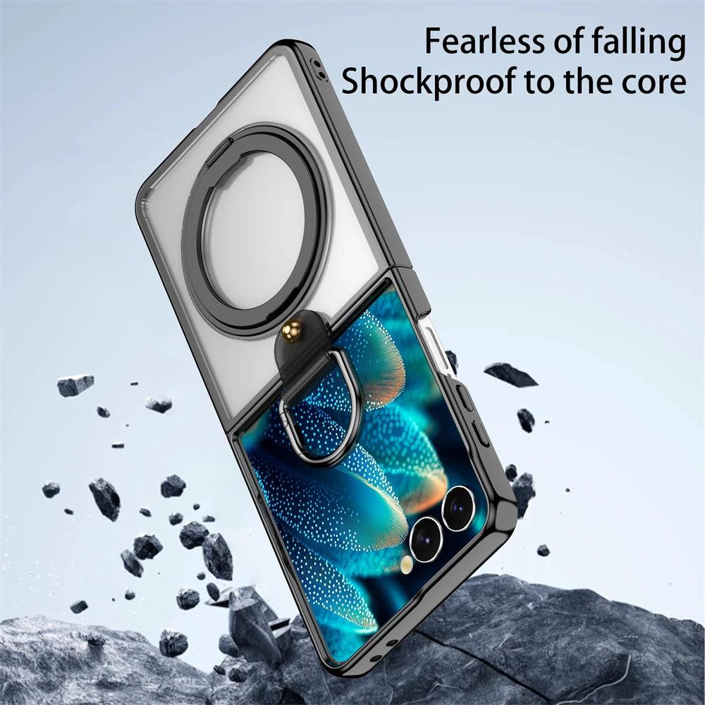 Galaxy Z Flip 7 Magnetic Ring Kickstand Mirror Case