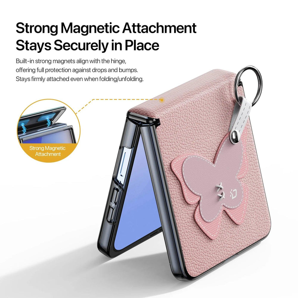 Galaxy Z Flip 8 Leather Ring Case with Heart Strap