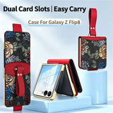 Galaxy Z Flip 5 Leather Kickstand Case with Card Slots – View 8