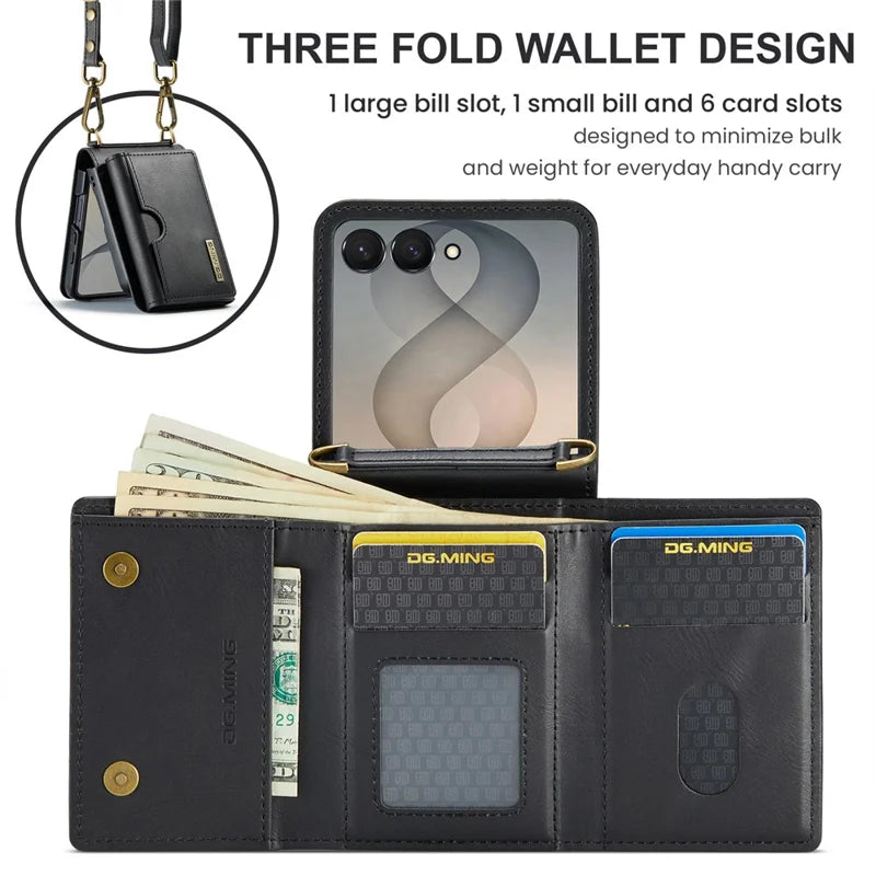Galaxy Z Flip 6 Wallet Case with Kickstand and Shoulder Strap – View 14