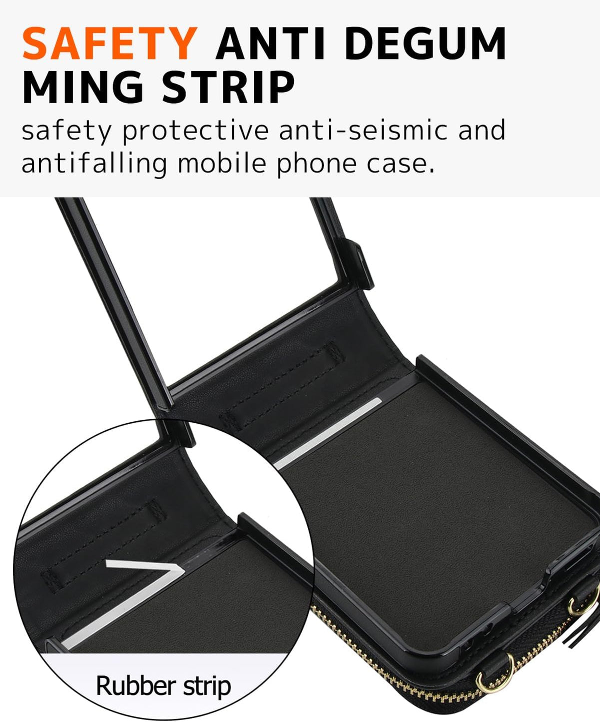 Galaxy Z Flip 6 Leather Case with Detachable Lanyard and Card Holder – View 7