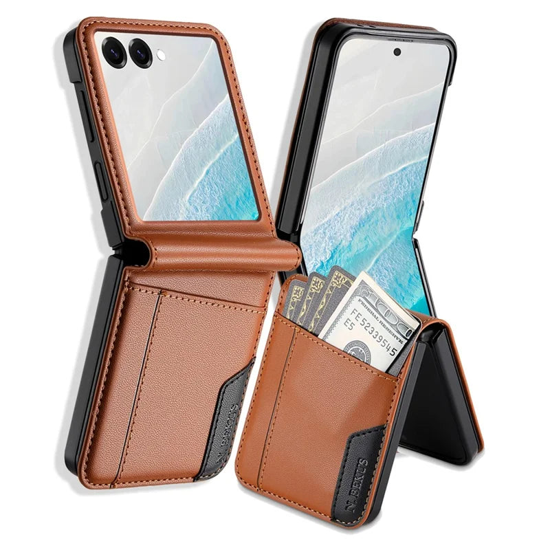 Galaxy Z Flip 6 Leather Wallet Case with Card Slot – View 2