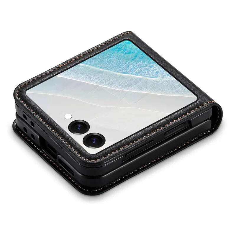 Galaxy Z Flip 6 Leather Wallet Case with Card Slot – View 9