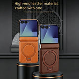 Galaxy Z Flip 6 Magnetic Leather 360° Ring Stand Case – View 10