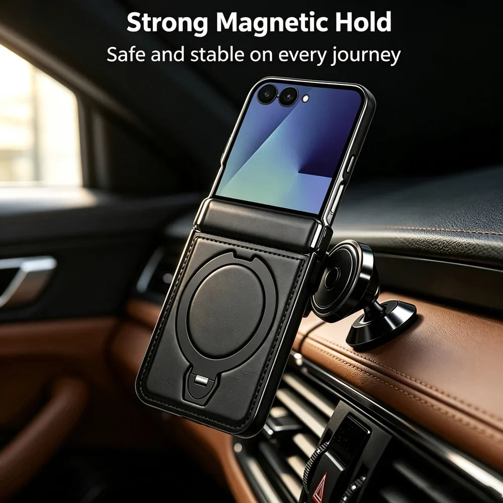 Galaxy Z Flip 6 Magnetic Leather 360° Ring Stand Case – View 13