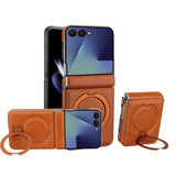 Galaxy Z Flip 6 Magnetic Leather 360° Ring Stand Case – View 2