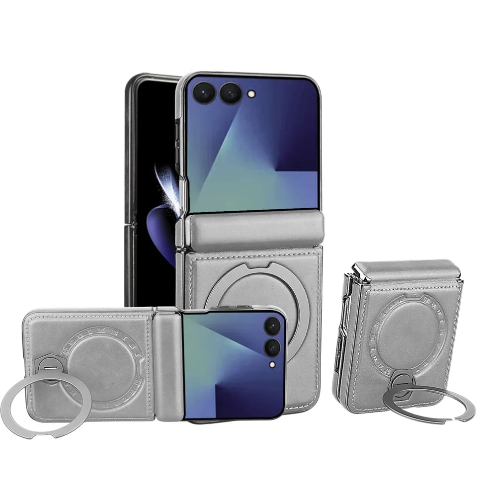 Galaxy Z Flip 6 Magnetic Leather 360° Ring Stand Case – View 5