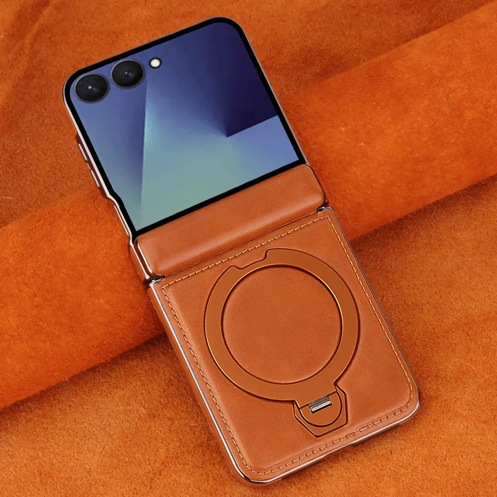 Galaxy Z Flip 6 Magnetic Leather 360° Ring Stand Case – View 6