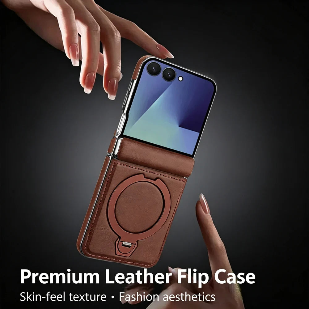 Galaxy Z Flip 6 Magnetic Leather 360° Ring Stand Case – View 7