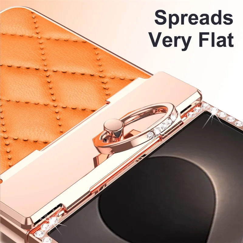 Galaxy Z Flip 7 Diamond Quilted Leather Case with Ring Holder – View 10