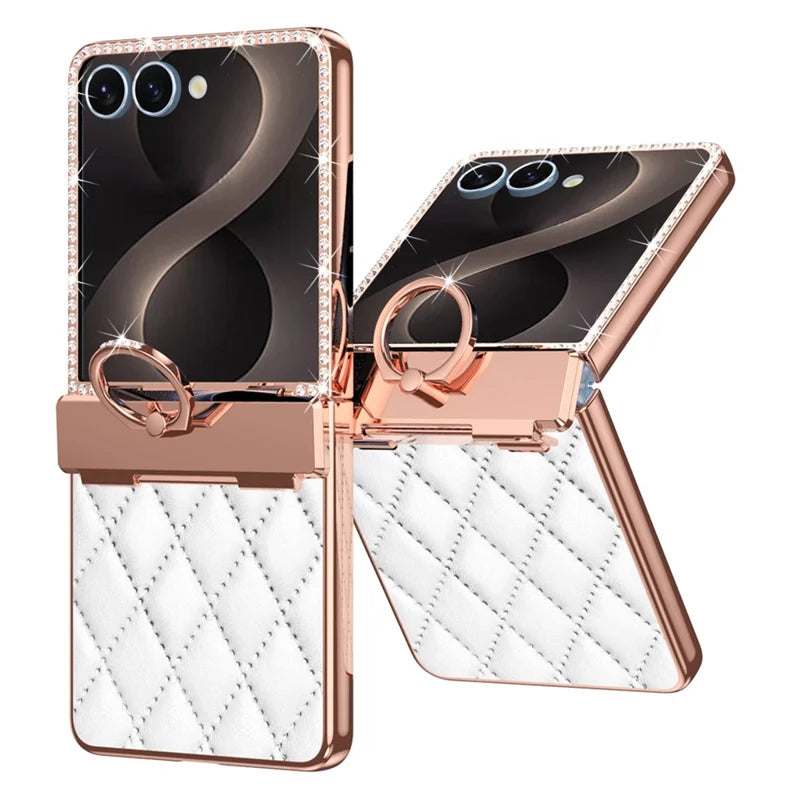 Galaxy Z Flip 7 Diamond Quilted Leather Case with Ring Holder – View 3