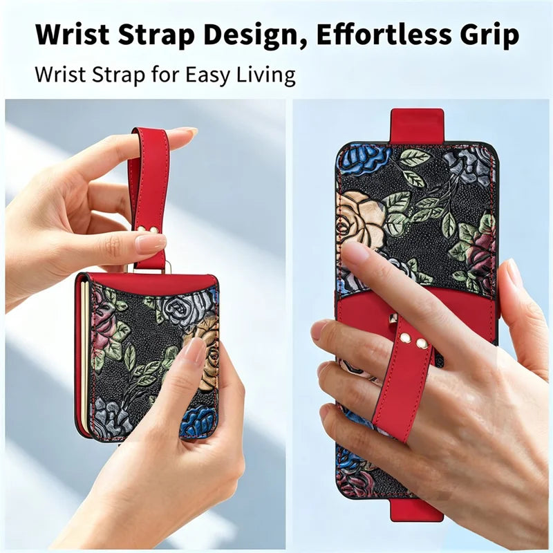 Galaxy Z Flip 7 Leather Kickstand Case with Card Slots – View 10