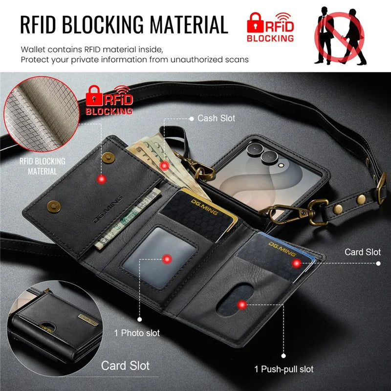 Galaxy Z Flip 7 Wallet Case with Kickstand and Shoulder Strap – View 11