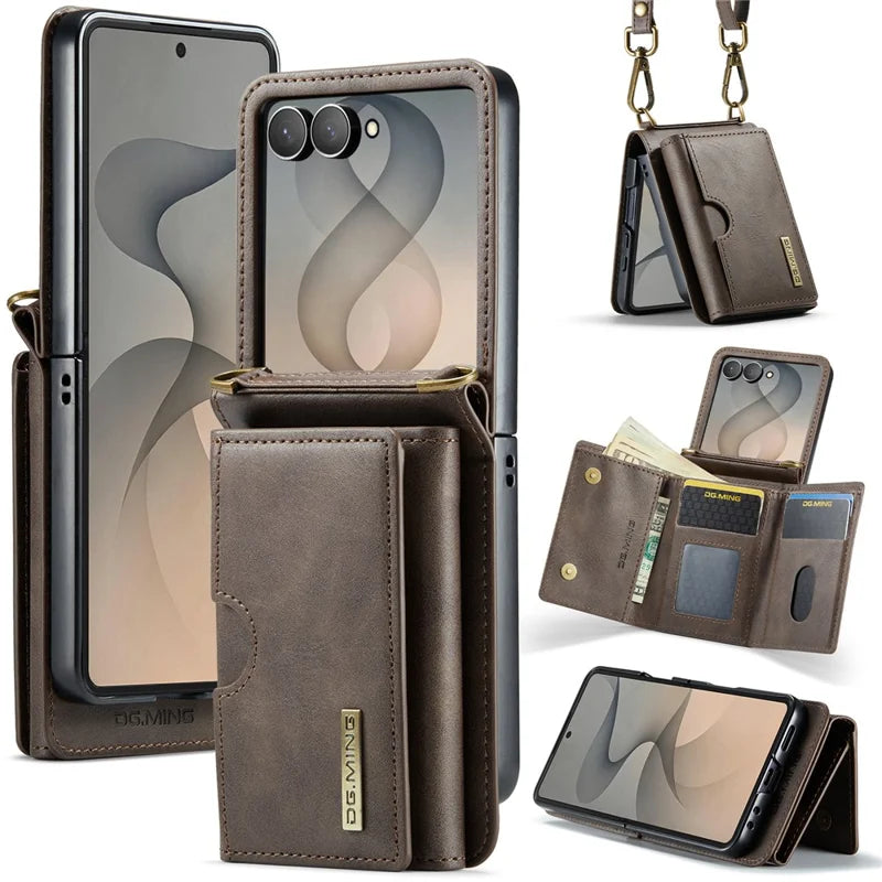 Galaxy Z Flip 7 Wallet Case with Kickstand and Shoulder Strap – View 3