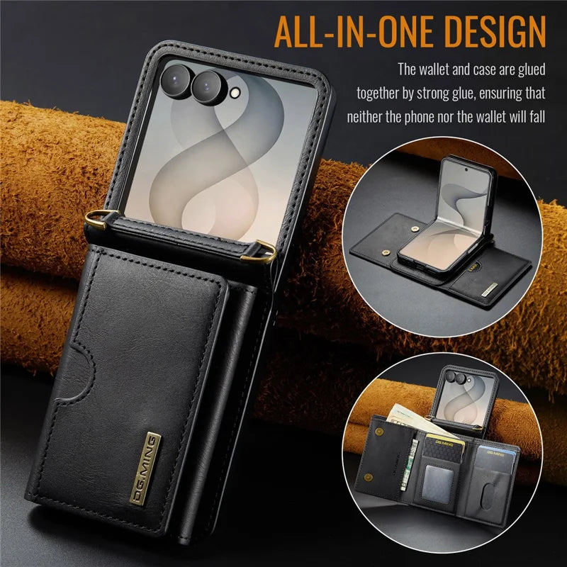 Galaxy Z Flip 7 Wallet Case with Kickstand and Shoulder Strap – View 7