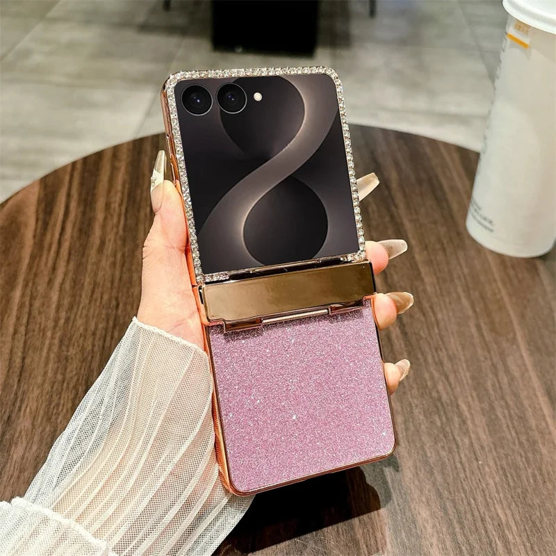 Galaxy Z Flip 7 Case with Hinge Protection and Rhinestone Glitter – View 3