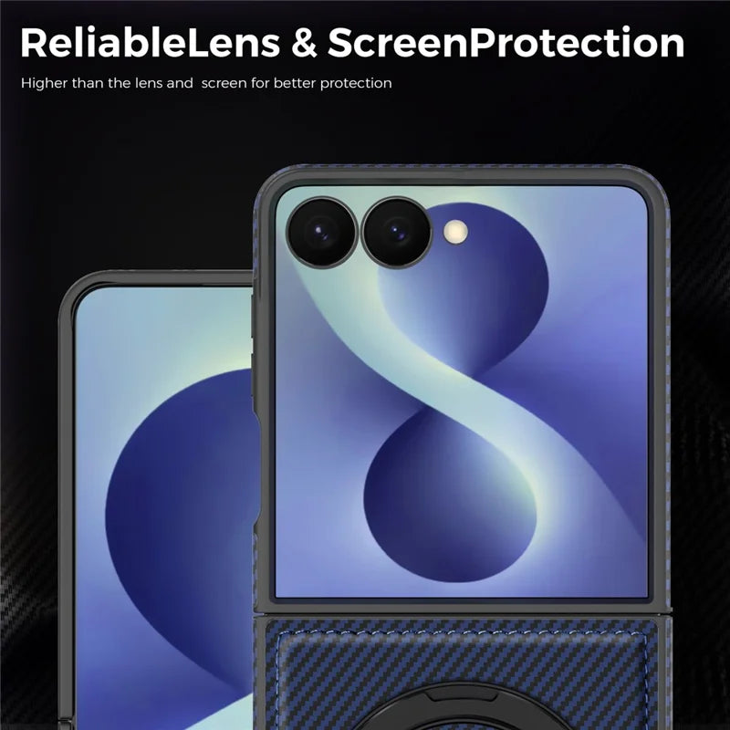 Galaxy Z Flip 7 Magnetic Kickstand Case with Carbon Fiber Texture – View 12