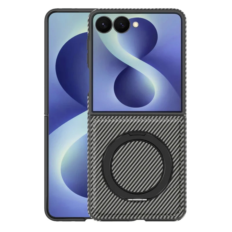 Galaxy Z Flip 7 Magnetic Kickstand Case with Carbon Fiber Texture – View 4