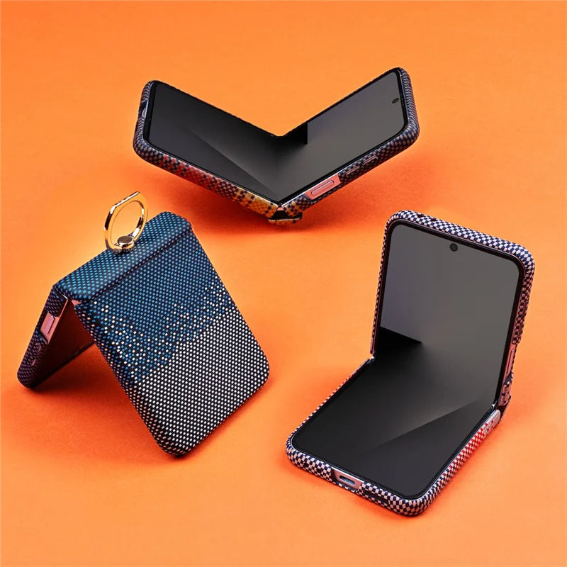 Galaxy Z Flip 7 Ring Holder Kickstand Case with Tempered Glass – View 6