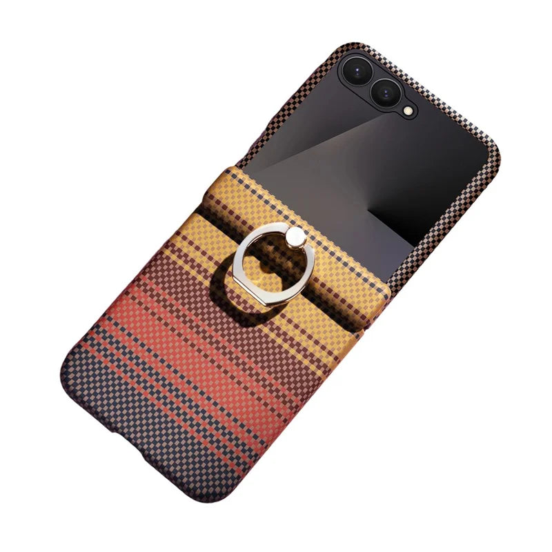 Galaxy Z Flip 7 Ring Holder Kickstand Case with Tempered Glass
