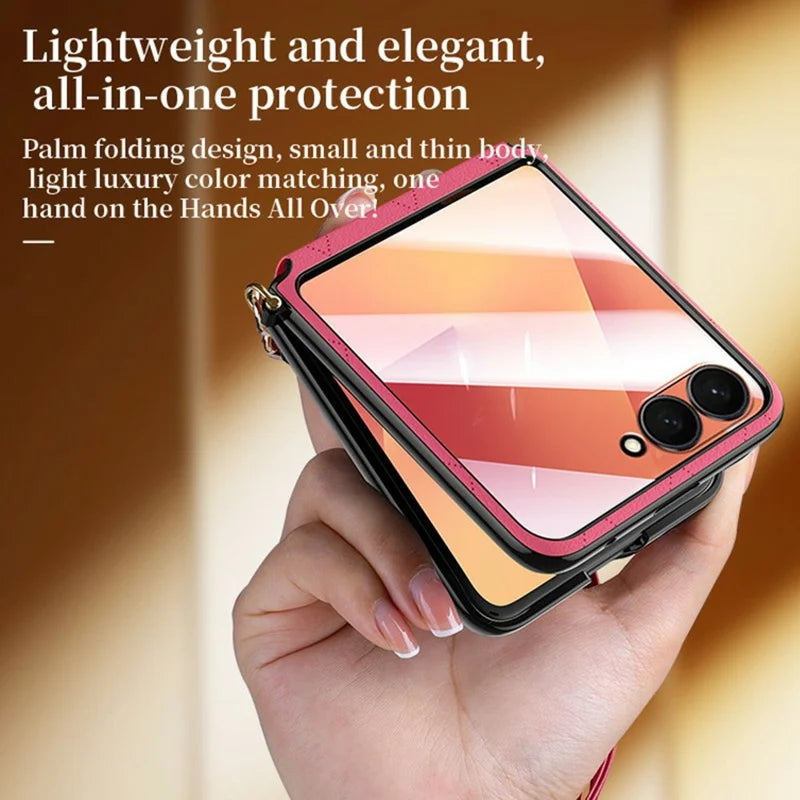 Galaxy Z Flip 7 Leather Case with Crossbody Shoulder Strap – View 6