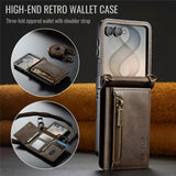 Galaxy Z Flip 7 RFID Leather Wallet Case with Crossbody Strap – View 10