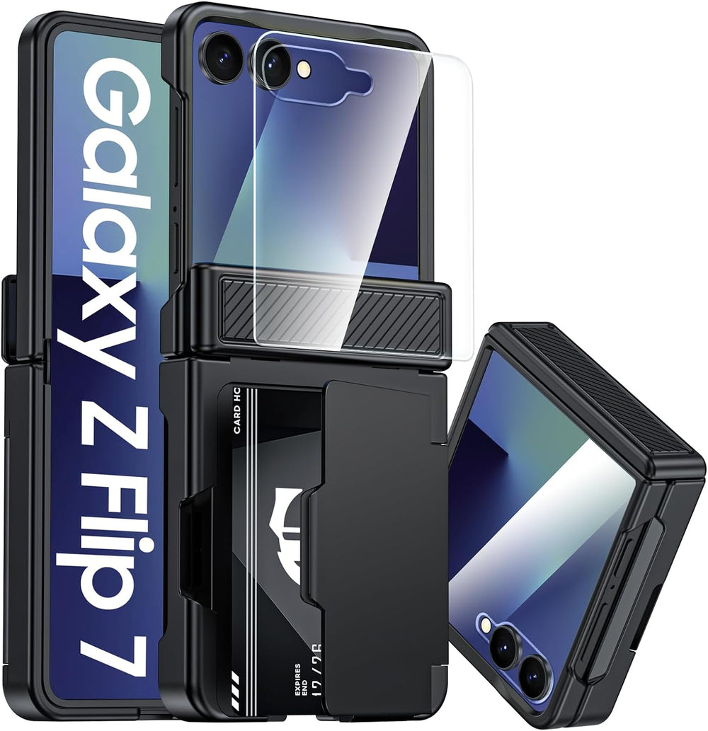 Galaxy Z Flip 7 Rugged RFID Wallet Case with Hinge Protection