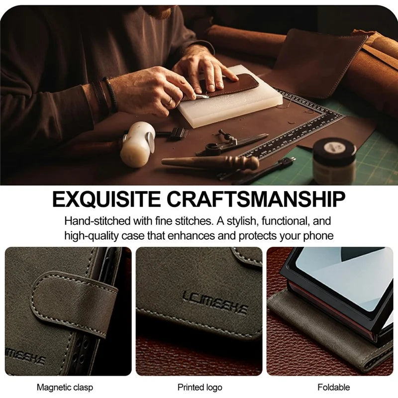 Galaxy Z Flip 8 Calf Texture Leather Case with Wallet Kickstand – View 10