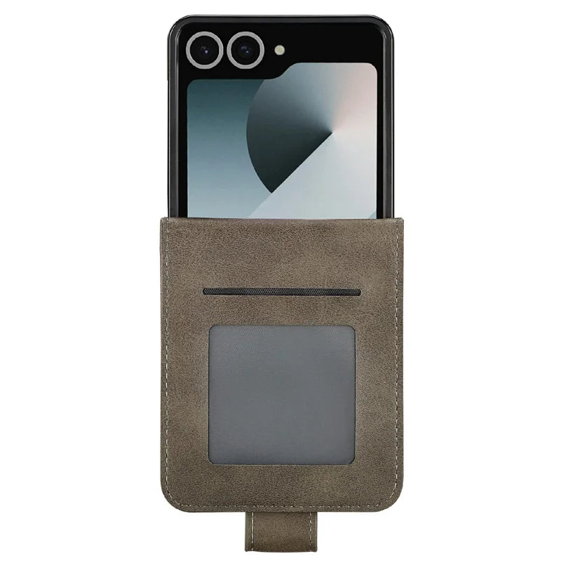 Galaxy Z Flip 8 Calf Texture Leather Case with Wallet Kickstand – View 6