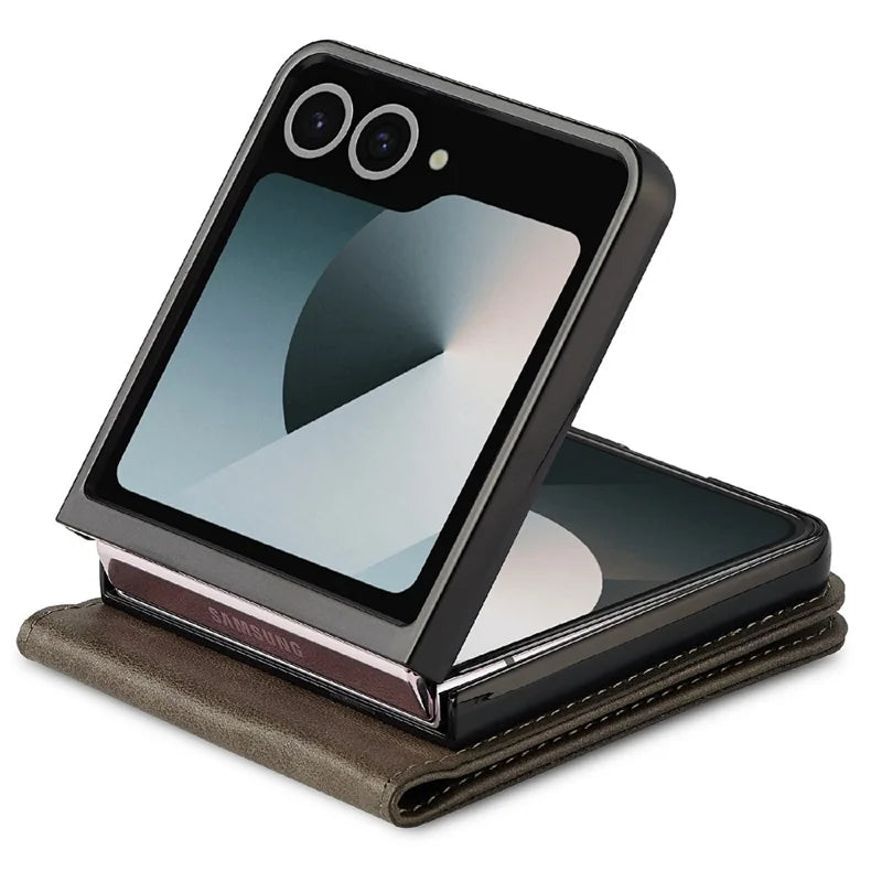 Galaxy Z Flip 8 Calf Texture Leather Case with Wallet Kickstand – View 7