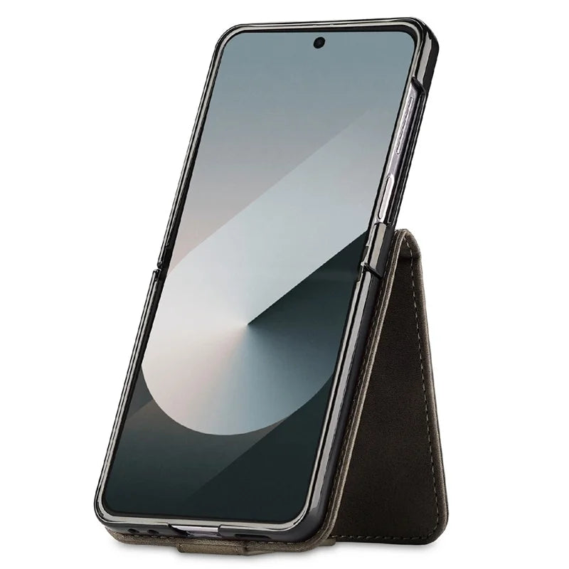 Galaxy Z Flip 8 Calf Texture Leather Case with Wallet Kickstand – View 8