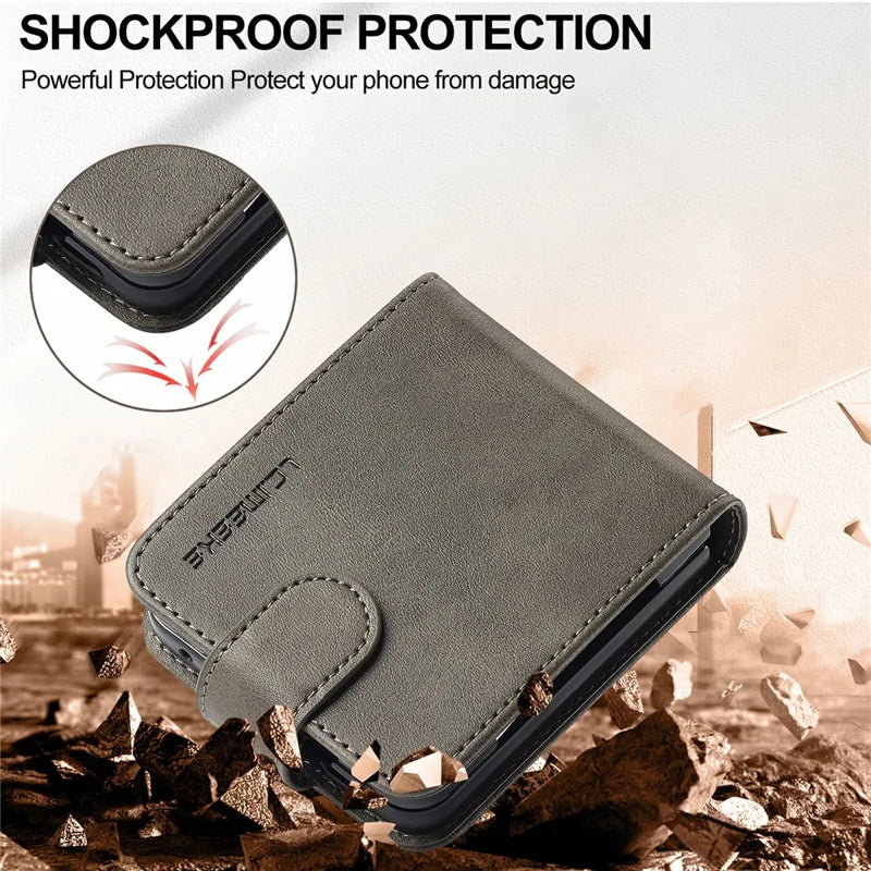 Galaxy Z Flip 8 Calf Texture Leather Case with Wallet Kickstand – View 9