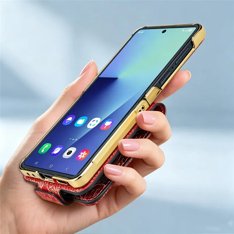 Galaxy Z Flip 8 Leather Kickstand Case with Card Slots – View 15